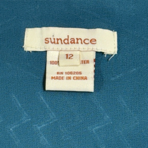 Sundance Dress Women's Size 12 Teal Aztec Embroidered Sleeveless Midi Boho Sheer - Picture 4 of 9